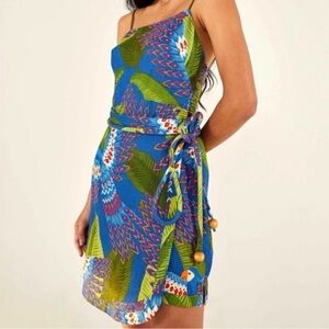 FARM Rio Blue Macaw mini wrap dress